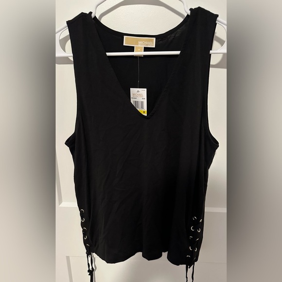 Michael Kors Black Lace-Up Sleeveless Top with Grommet Detail - Picture 10 of 10